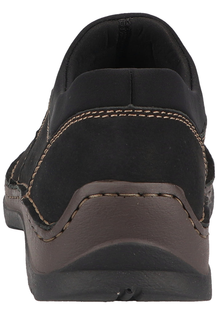 Rieker Slipper Leder/Textil Schwarz/Blau