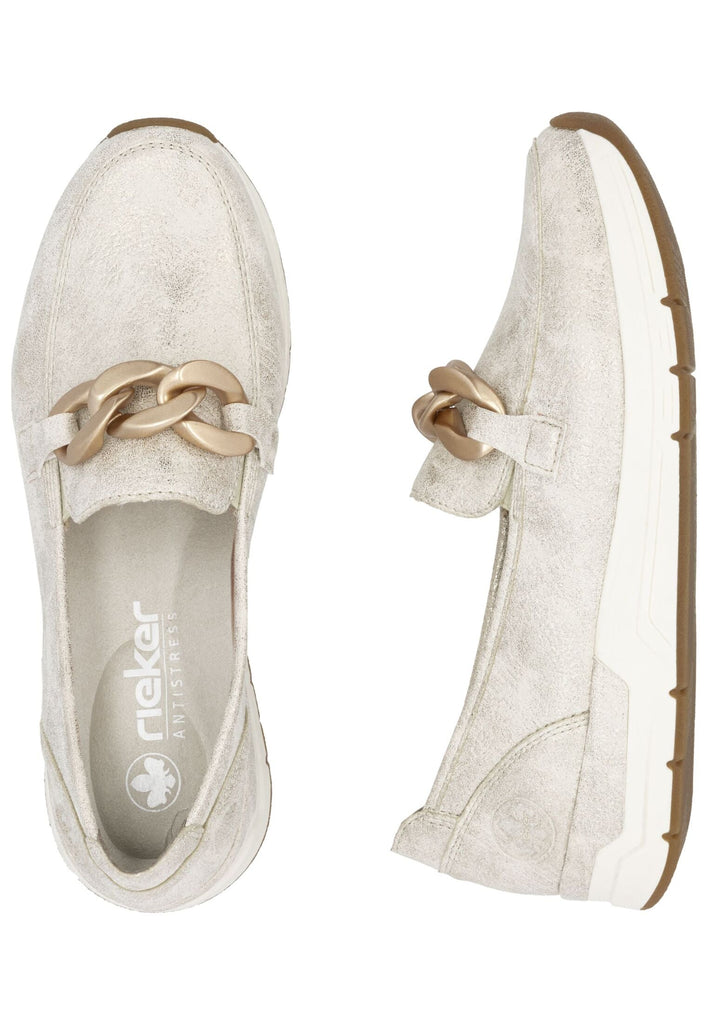 Rieker Slipper Lederimitat Beige/Gold