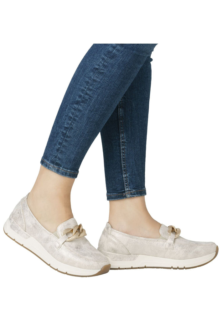 Rieker Slipper Lederimitat Beige/Gold