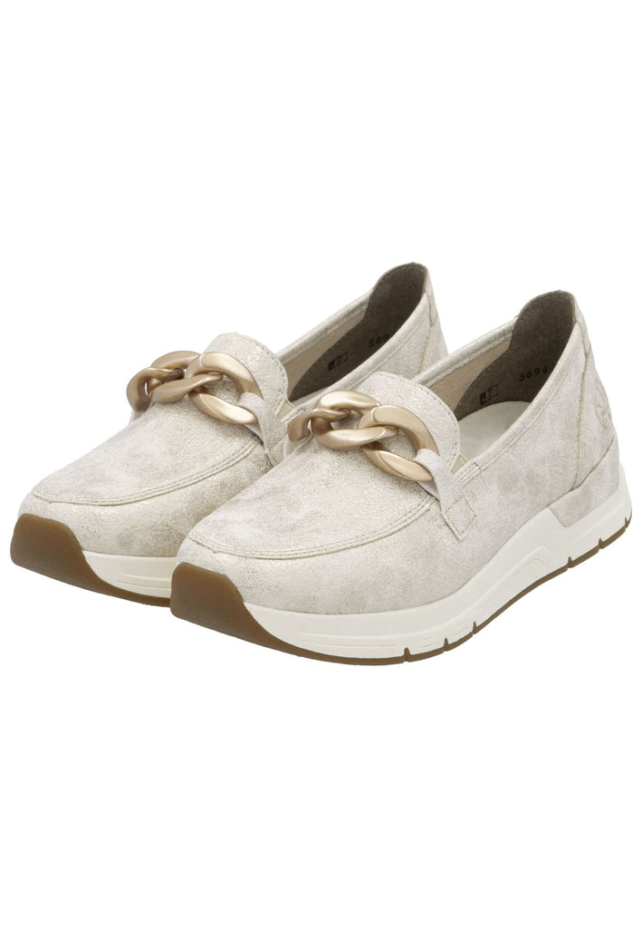 Rieker Slipper Lederimitat Beige/Gold