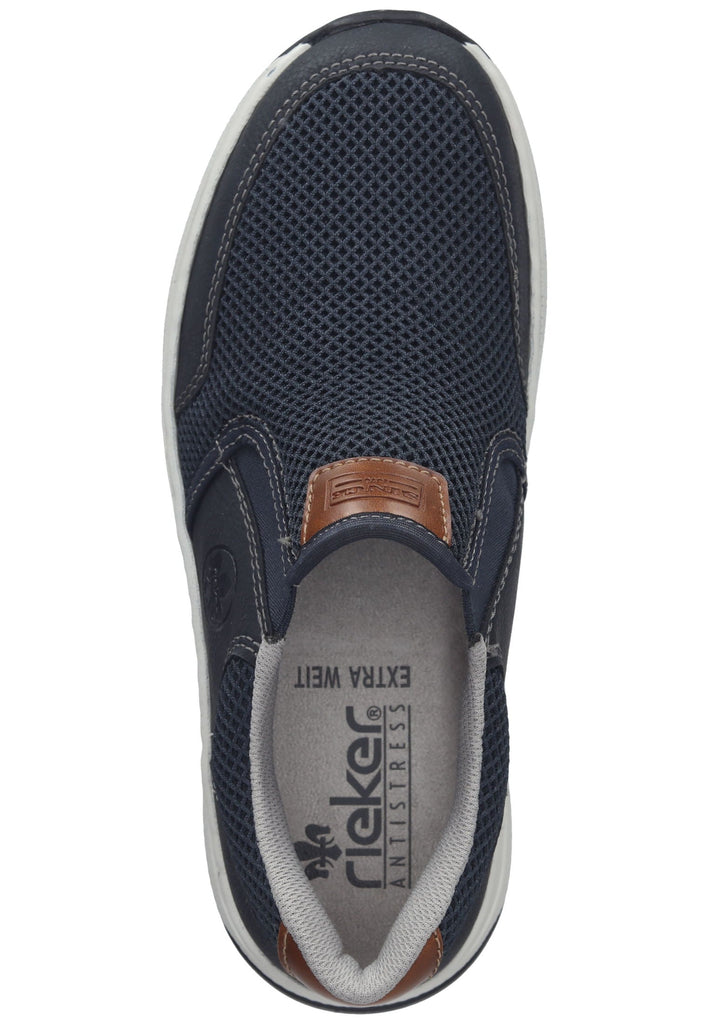Rieker Slipper Lederimitat/Mesh Blau/Braun
