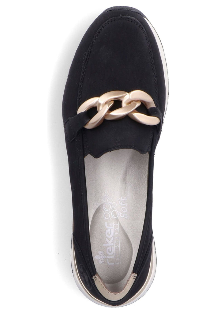 Rieker Slipper Lederimitat Schwarz/Gold