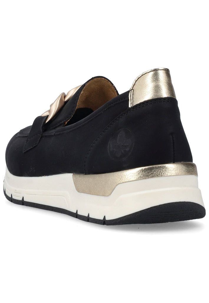 Rieker Slipper Lederimitat Schwarz/Gold