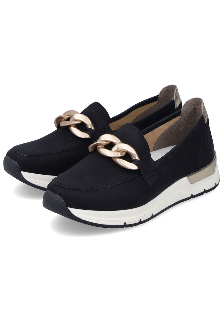 Rieker Slipper Lederimitat Schwarz/Gold