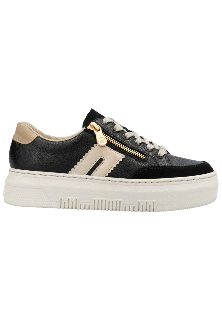 Rieker Sneaker Glattleder Schwarz/Beige