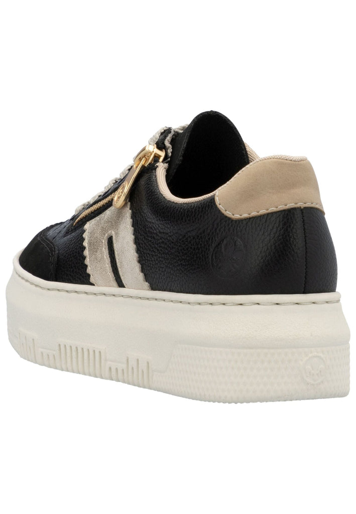 Rieker Sneaker Glattleder Schwarz/Beige