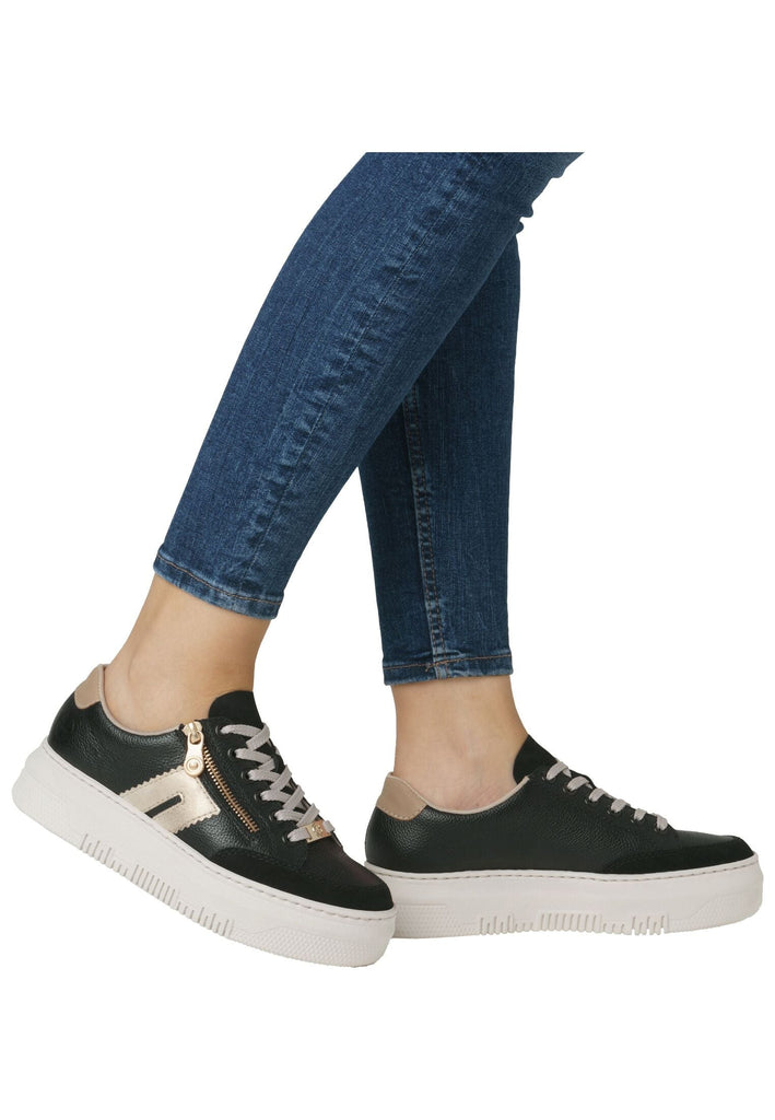 Rieker Sneaker Glattleder Schwarz/Beige