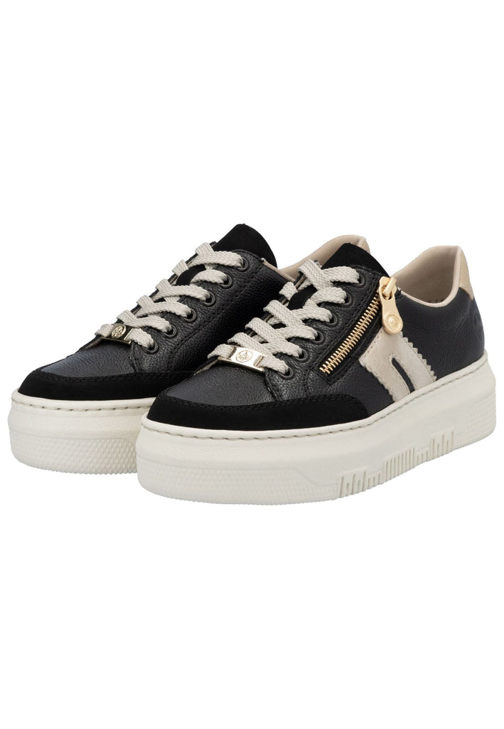 Rieker Sneaker Glattleder Schwarz/Beige