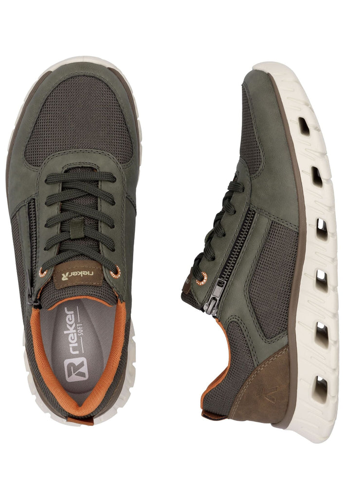 Rieker Sneaker Lederimitat Oliv/Braun