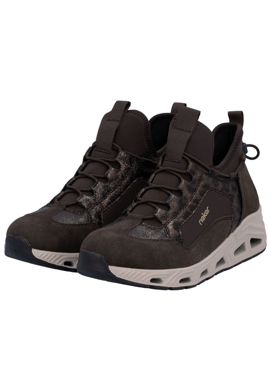 Rieker Sneaker Lederimitat Schwarz/Grau