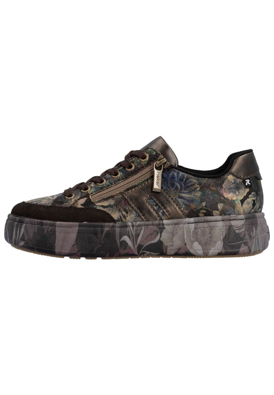 Rieker Sneaker Lederimitat/Textil Schwarz Kombi