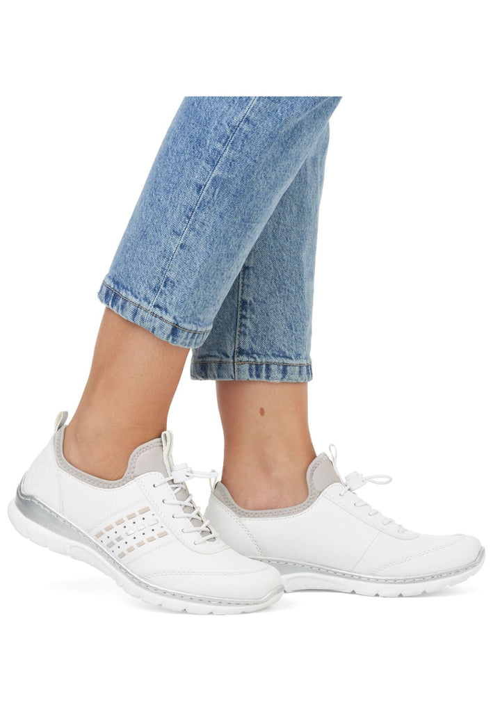 Rieker Sneaker Lederimitat/Textil Weiß/Rosa