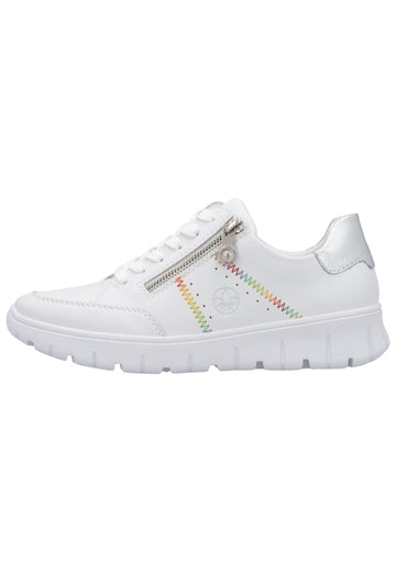 Sneaker Rieker Sneaker Glattleder Weiß/Silber