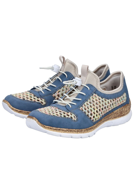 Rieker Sneaker Synthetik/Textil Blau/Beige