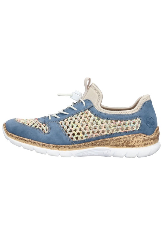 Rieker Sneaker Synthetik/Textil Blau/Beige