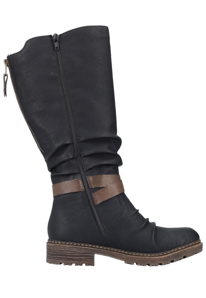Rieker Stiefel Lederimitat Schwarz/Braun