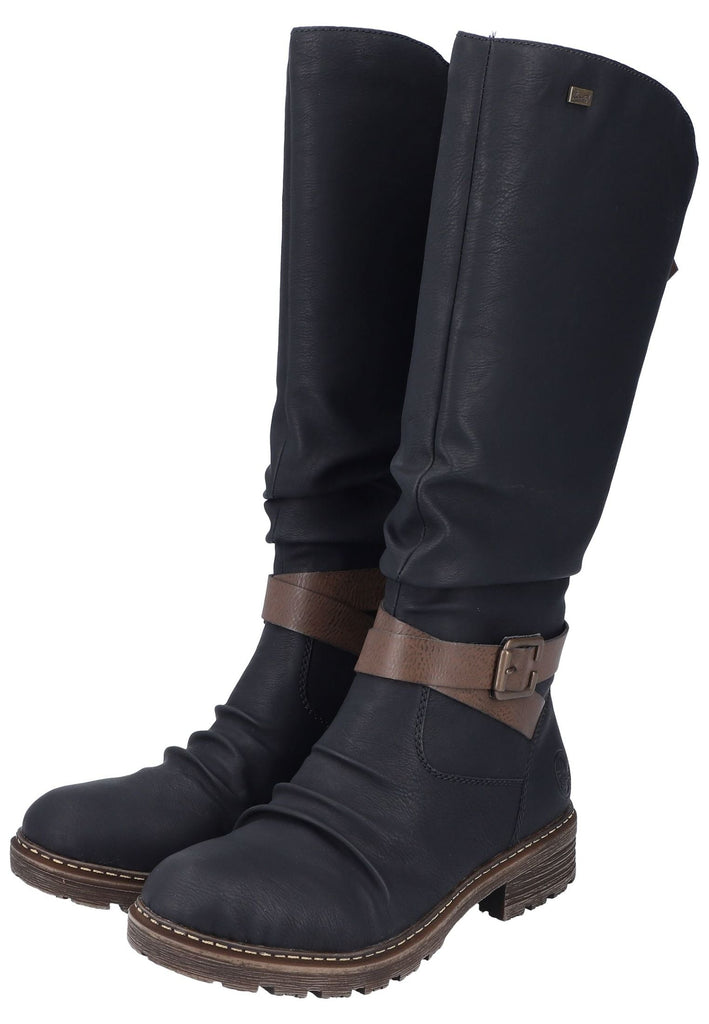 Rieker Stiefel Lederimitat Schwarz/Braun