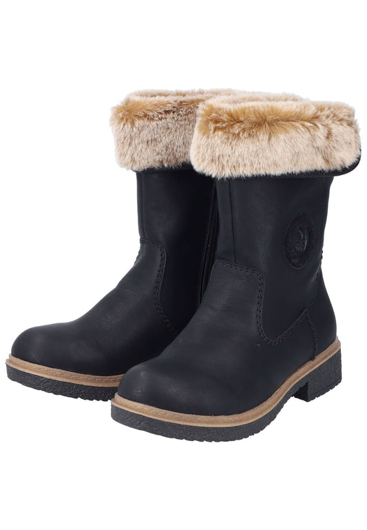 Rieker Stiefel Lederimitat Schwarz Warmfutter