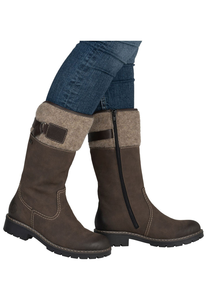 Rieker Stiefel Lederimitat Tabak Warmfutter