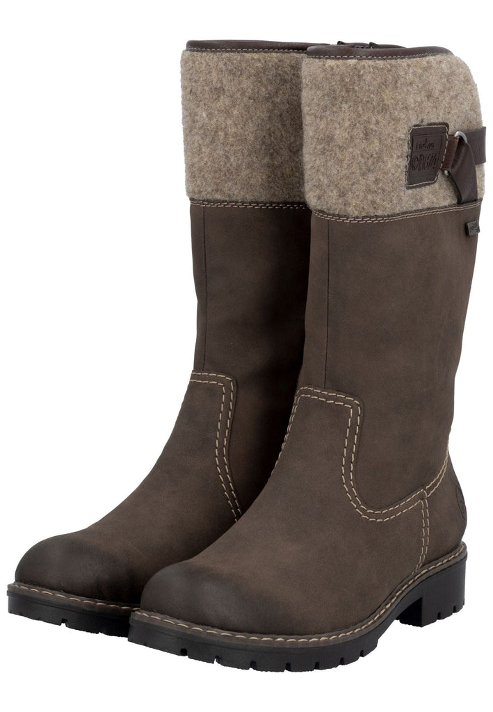 Rieker Stiefel Lederimitat Tabak Warmfutter