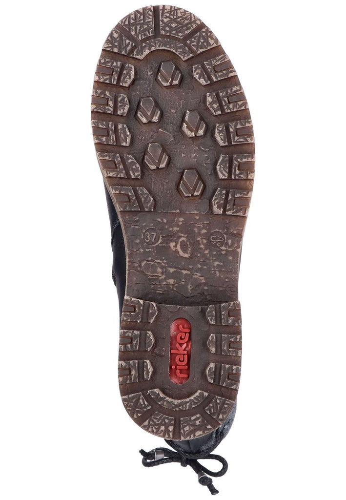 Rieker Stiefel Lederimitat/Textil Schwarz/Grau