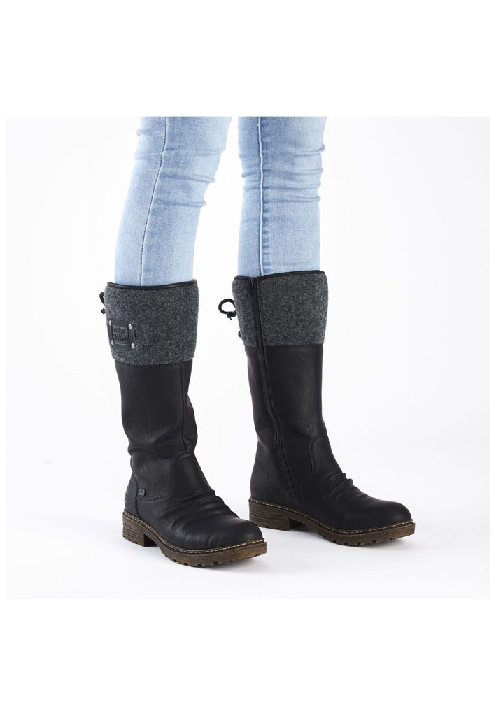 Rieker Stiefel Lederimitat/Textil Schwarz/Grau