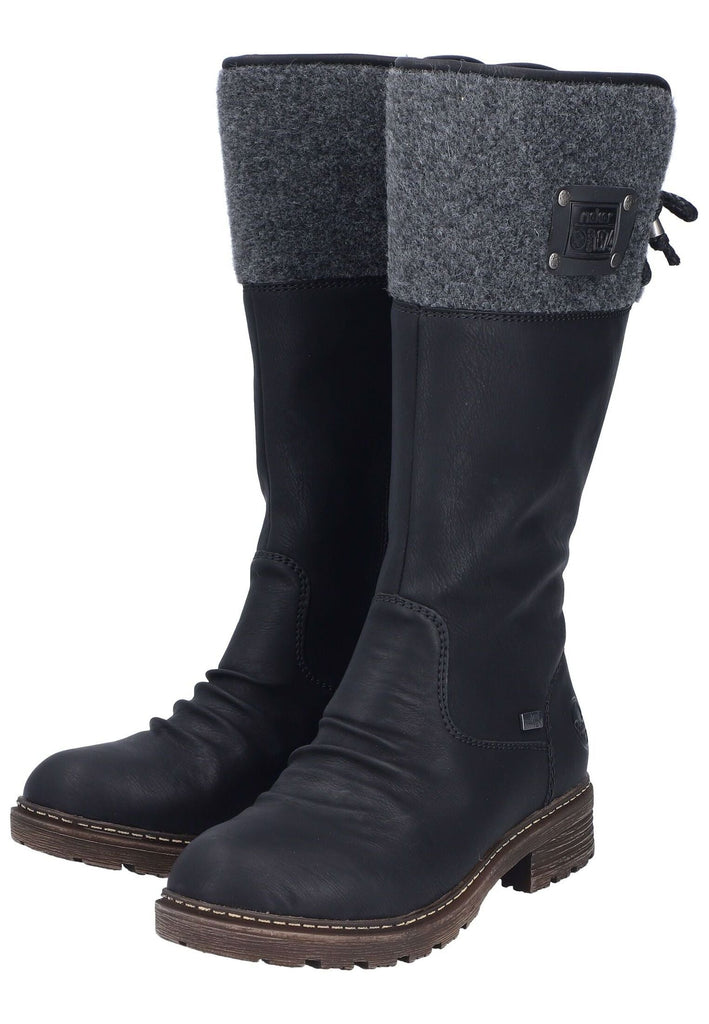 Rieker Stiefel Lederimitat/Textil Schwarz/Grau