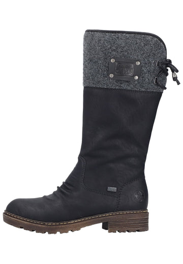 Rieker Stiefel Lederimitat/Textil Schwarz/Grau