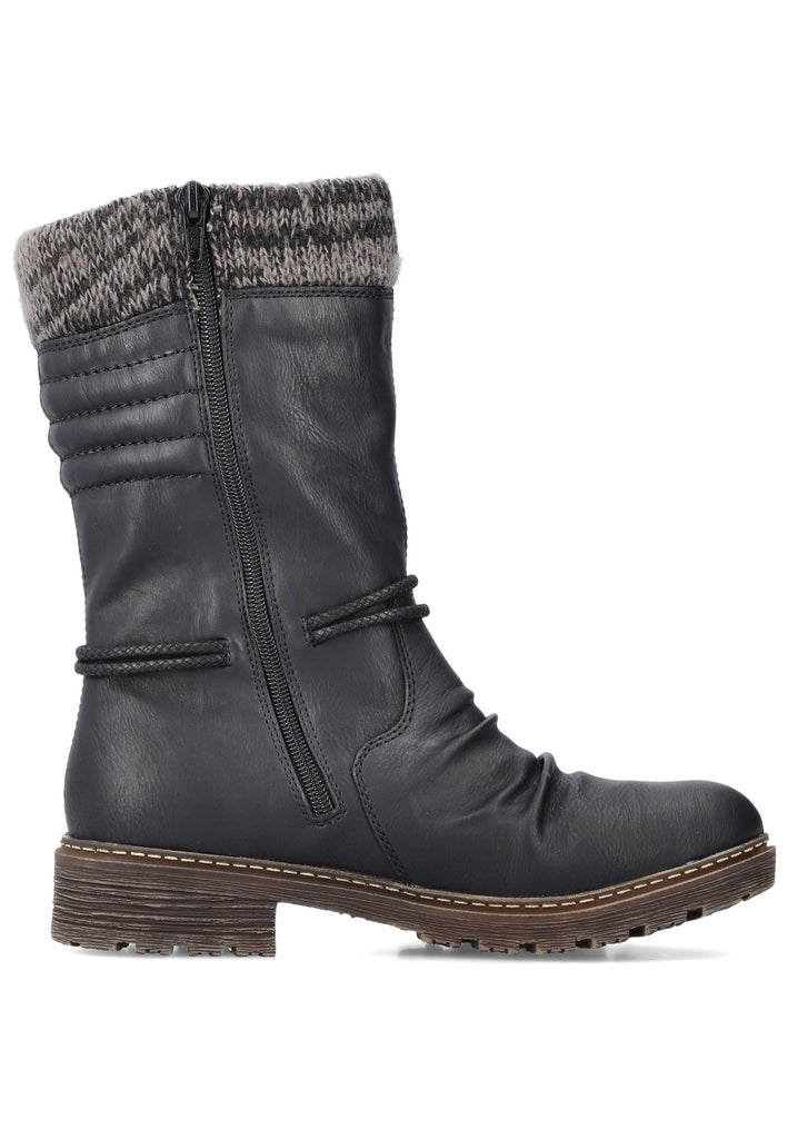 Rieker Stiefel Lederimitat/Textil Schwarz/Grau