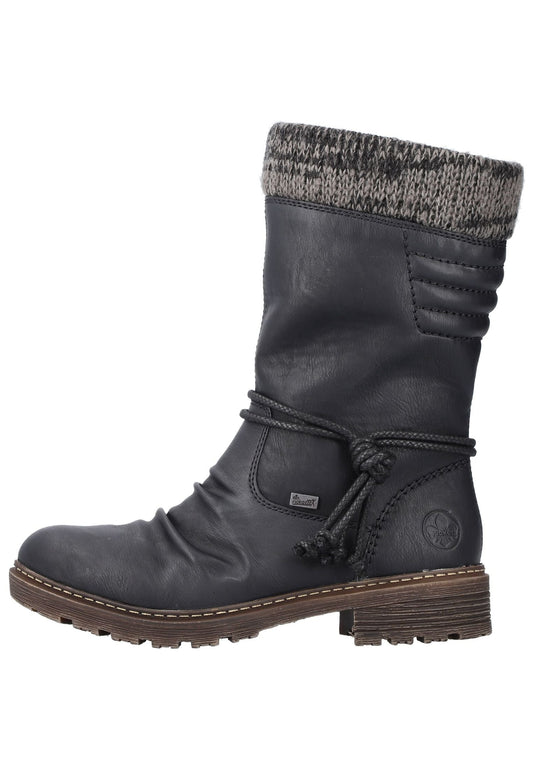Rieker Stiefel Lederimitat/Textil Schwarz/Grau
