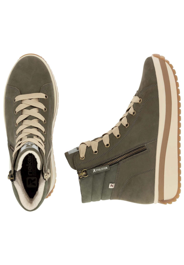 Rieker Stiefelette Glattleder Grün Warmfutter