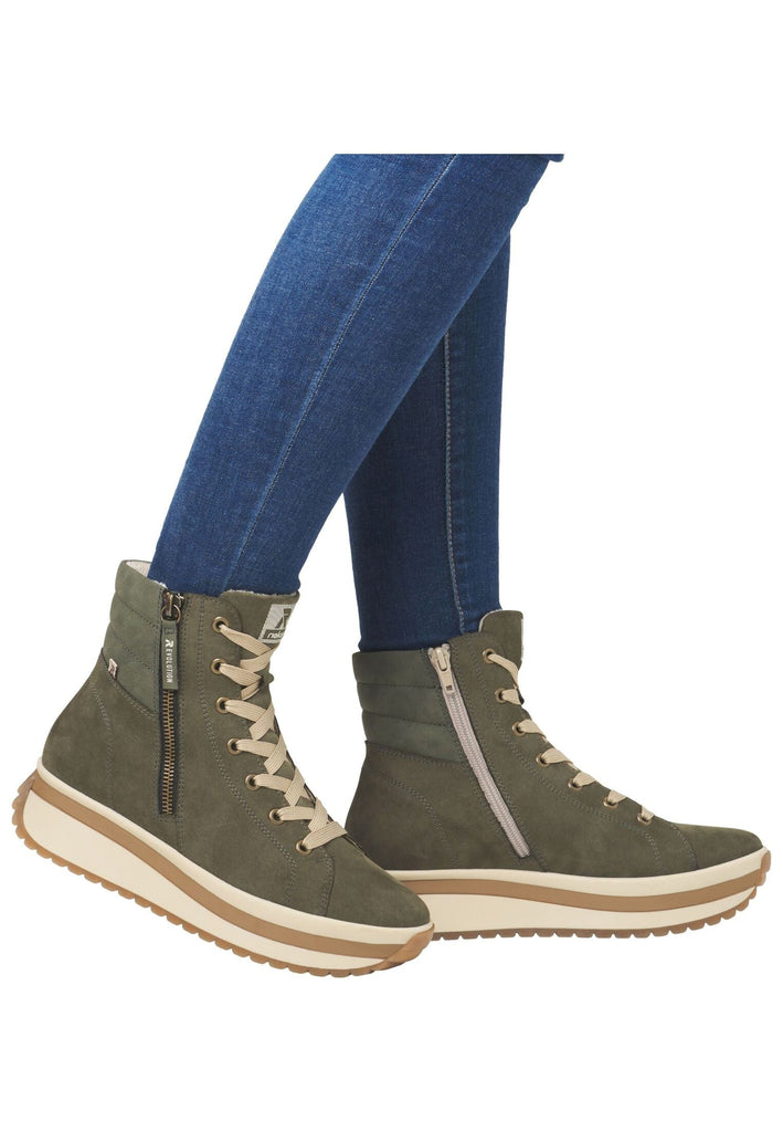 Rieker Stiefelette Glattleder Grün Warmfutter