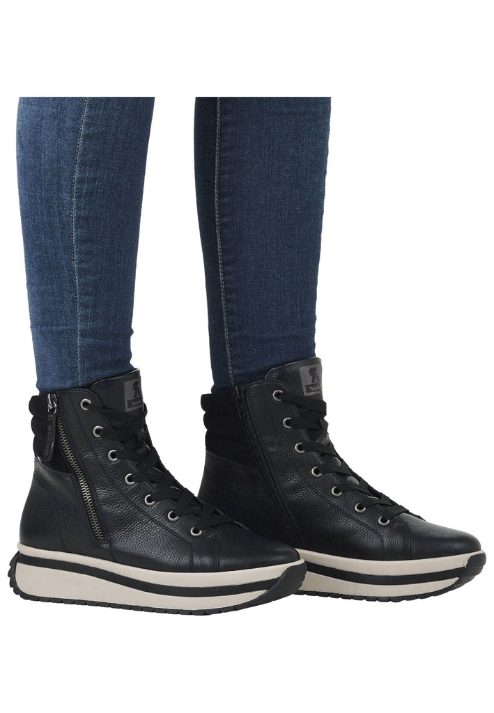 Rieker Stiefelette Glattleder Schwarz Warmfutter