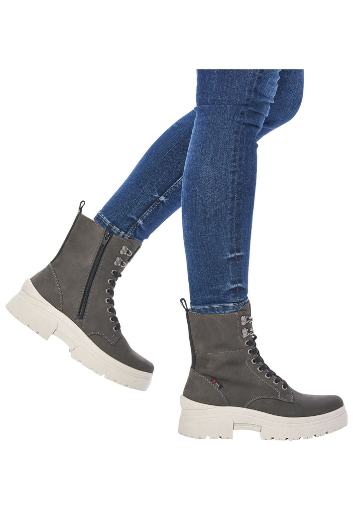 Rieker Stiefelette Leder Grau/Schwarz