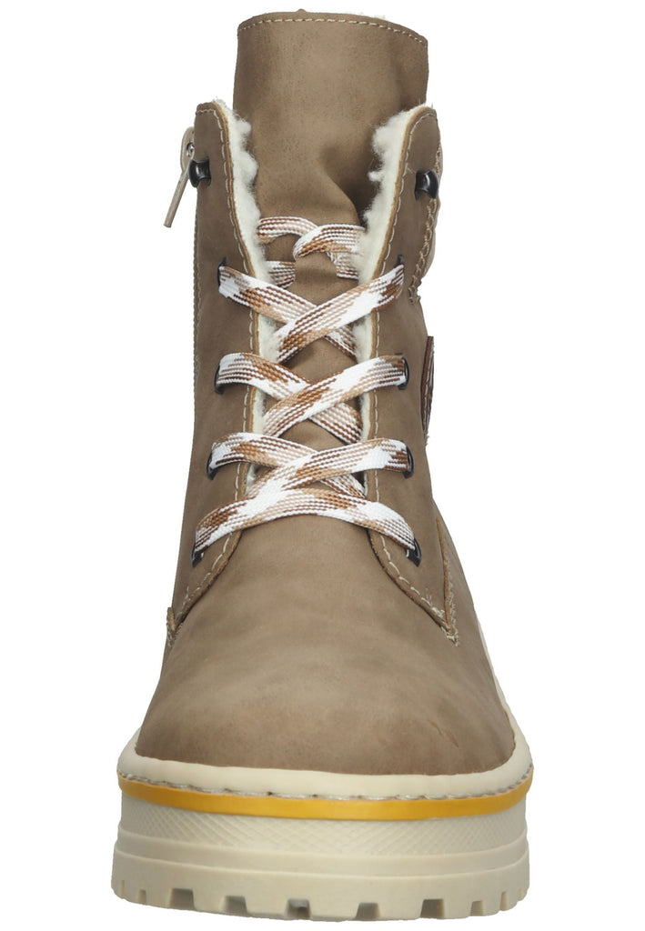 Rieker Stiefelette Lederimitat Braun/Beige Warmfutter