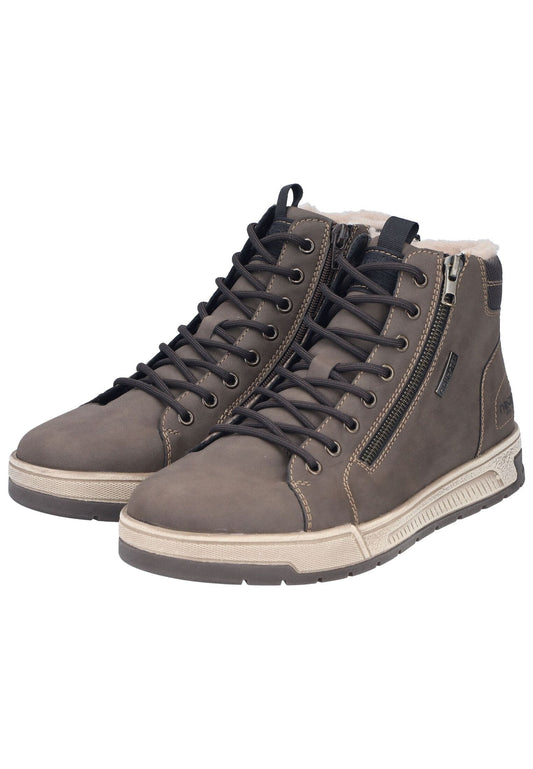 Rieker Stiefelette Lederimitat Braun/Schwarz Warmfutter