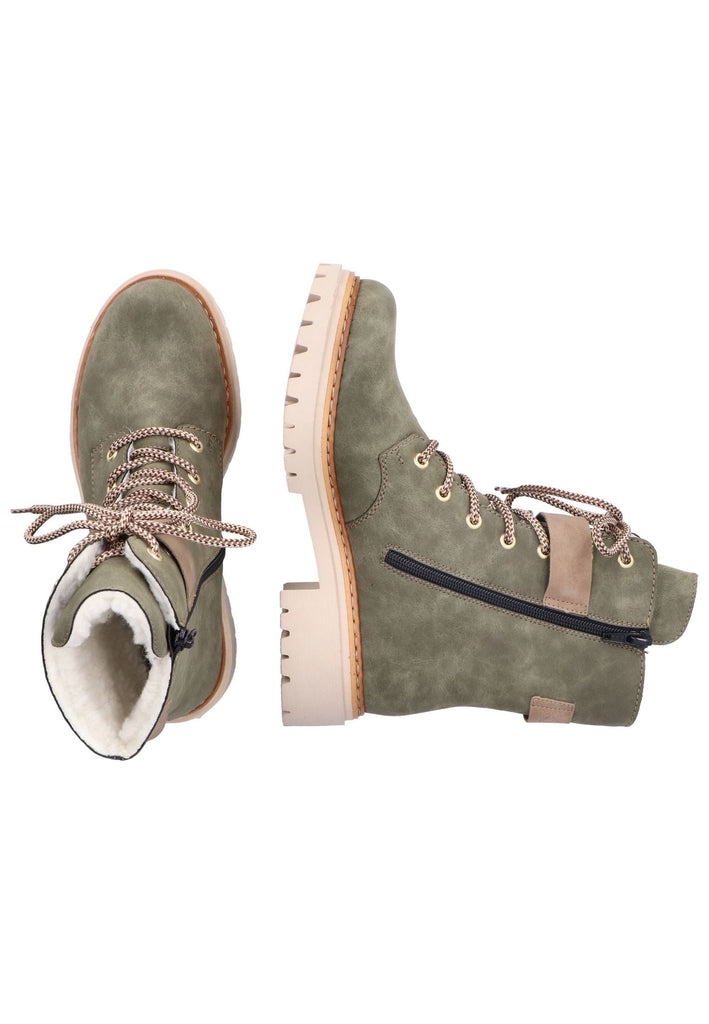 Rieker Stiefelette Lederimitat Dunkelgrün Warmfutter