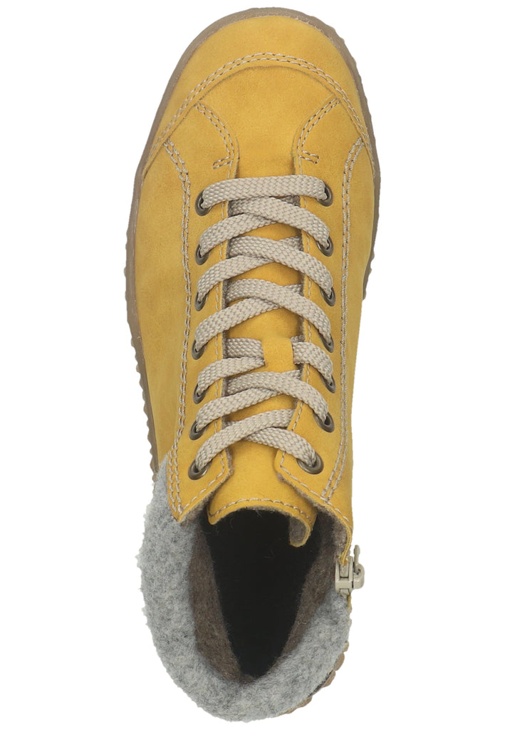 Rieker Stiefelette Lederimitat Gelb/Grau Warmfutter