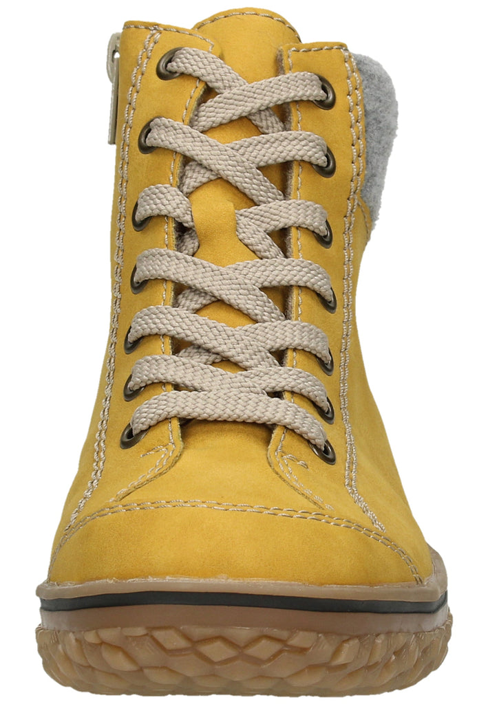Rieker Stiefelette Lederimitat Gelb/Grau Warmfutter