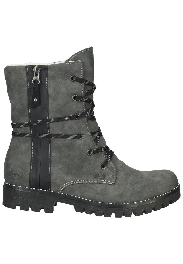 Rieker Stiefelette Lederimitat Grau/Schwarz Warmfutter