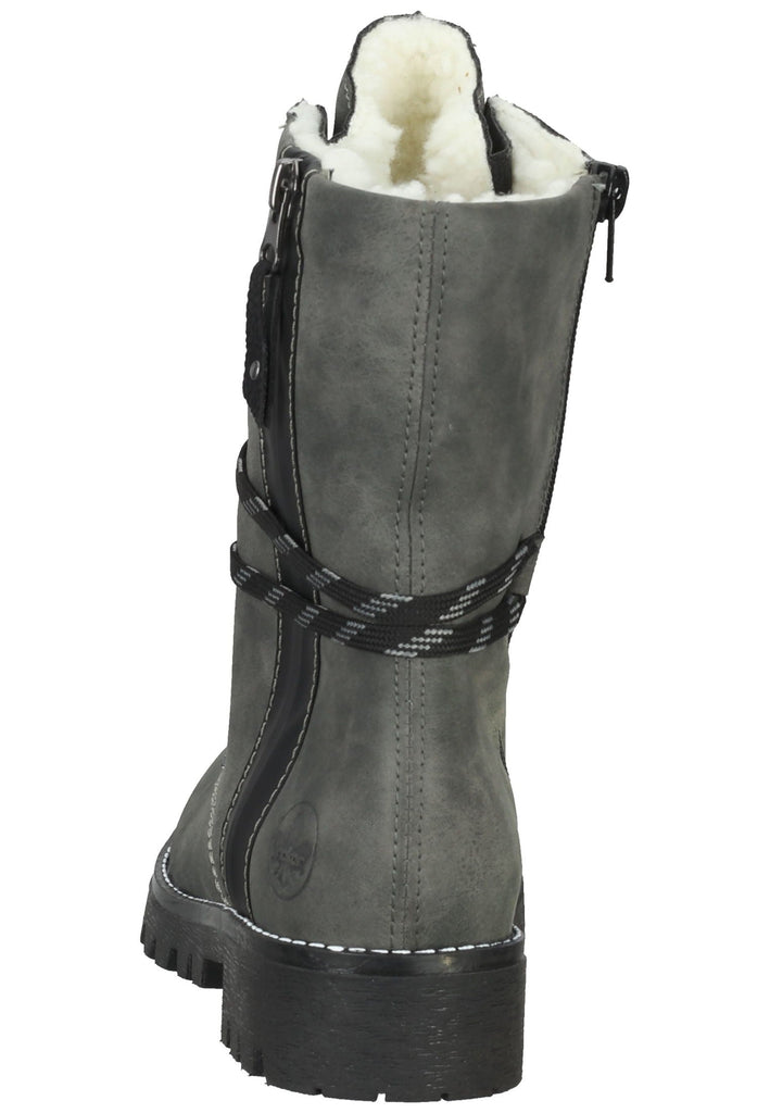 Rieker Stiefelette Lederimitat Grau/Schwarz Warmfutter
