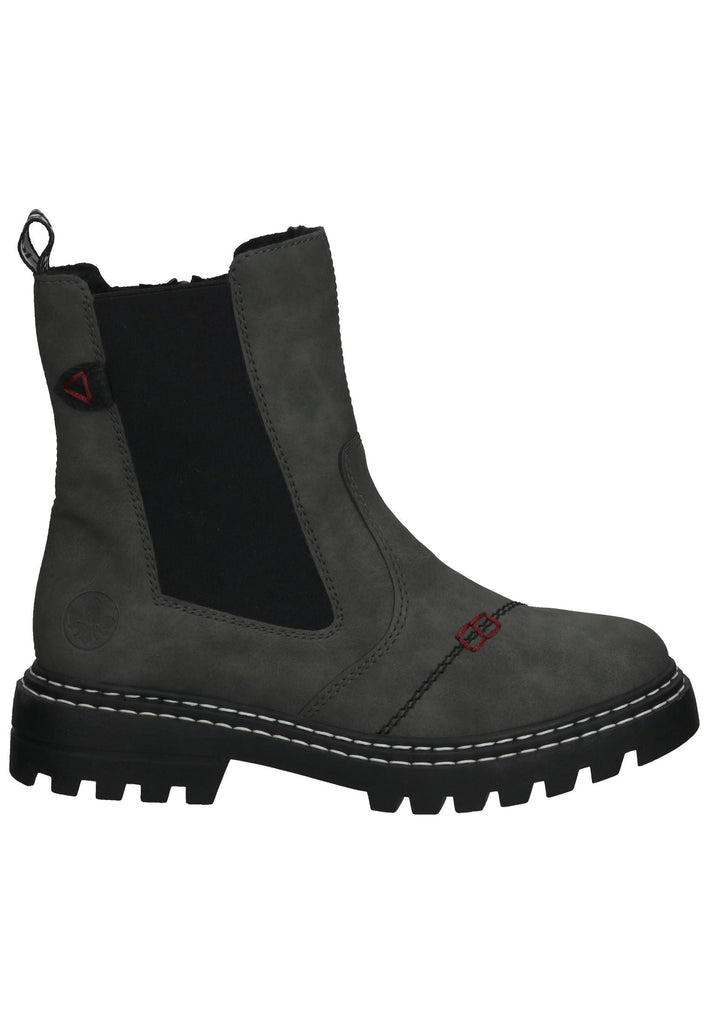 Rieker Stiefelette Lederimitat Grau/Schwarz Warmfutter