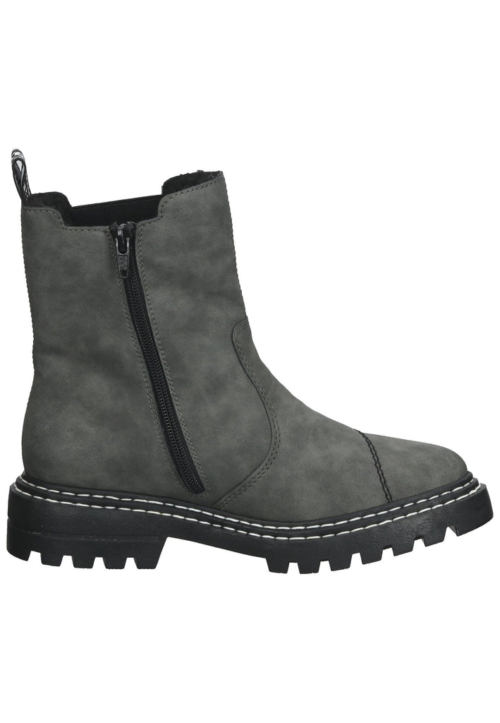 Rieker Stiefelette Lederimitat Grau/Schwarz Warmfutter