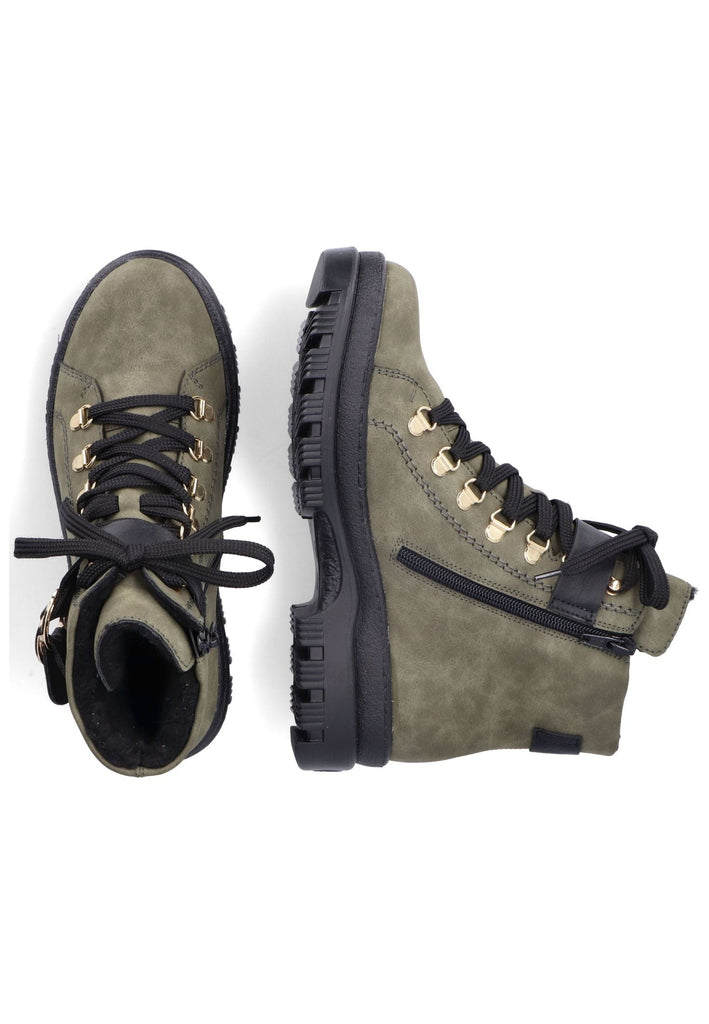 Rieker Stiefelette Lederimitat Grün/Schwarz