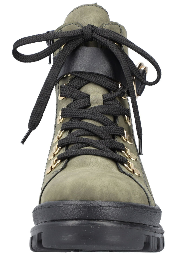 Rieker Stiefelette Lederimitat Grün/Schwarz