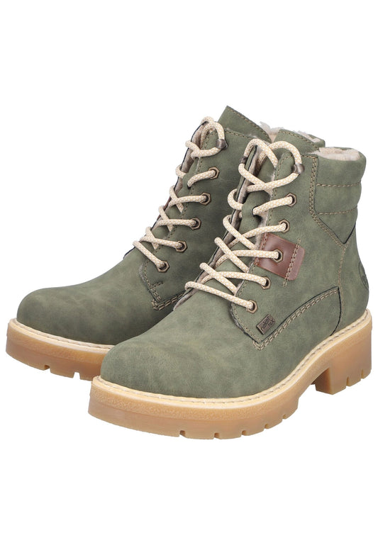 Rieker Stiefelette Lederimitat Grün Warmfutter