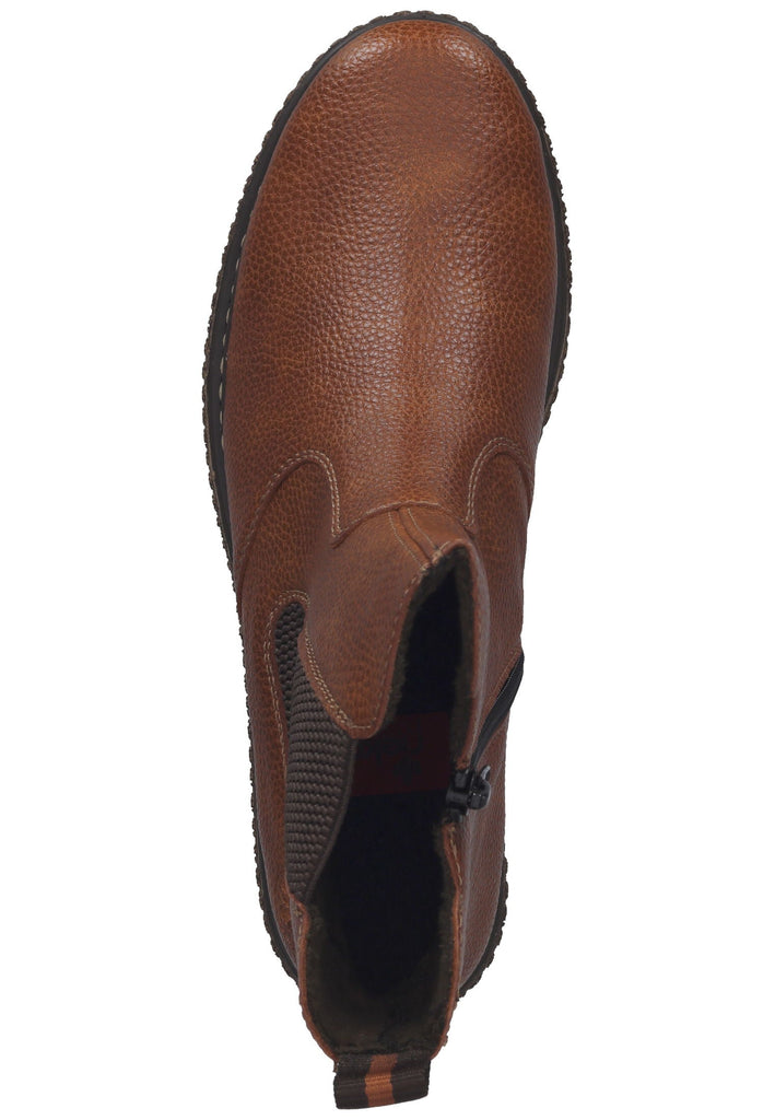 Rieker Stiefelette Lederimitat Mittelbraun Warmfutter
