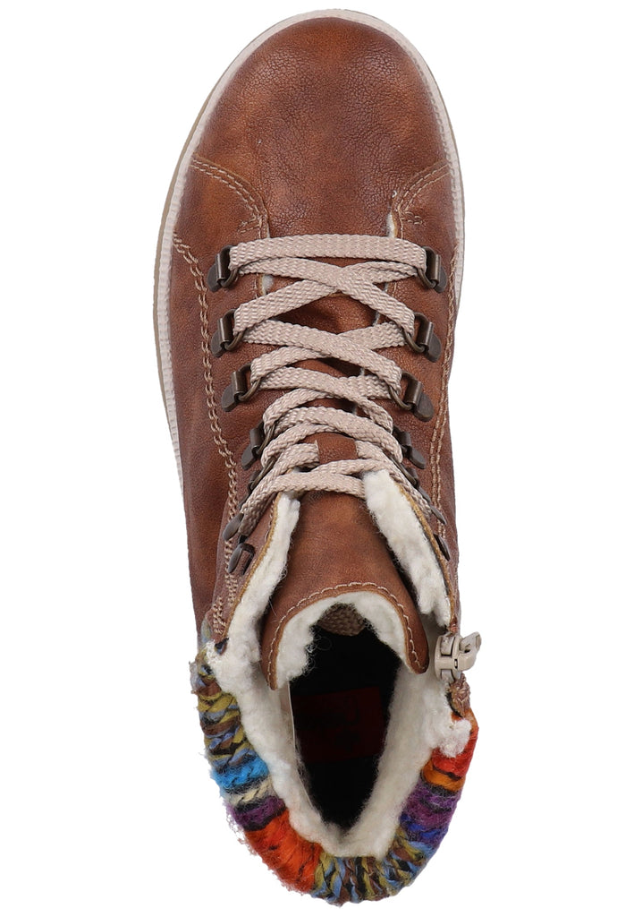 Rieker Stiefelette Lederimitat Nussbraun Warmfutter