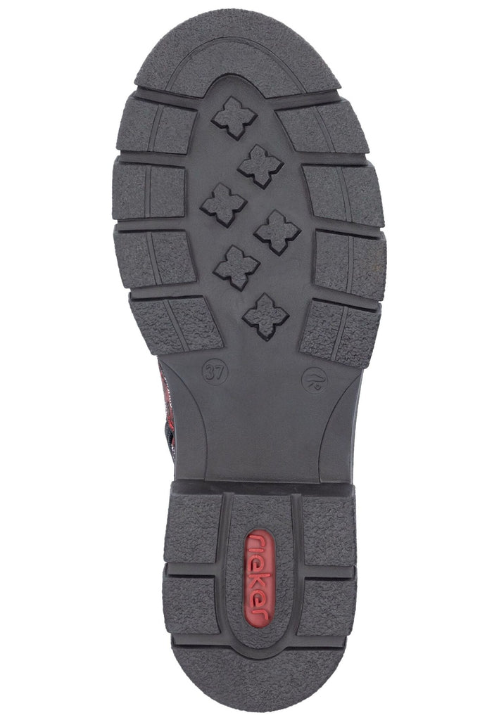 Rieker Stiefelette Lederimitat Rot/Schwarz Warmfutter