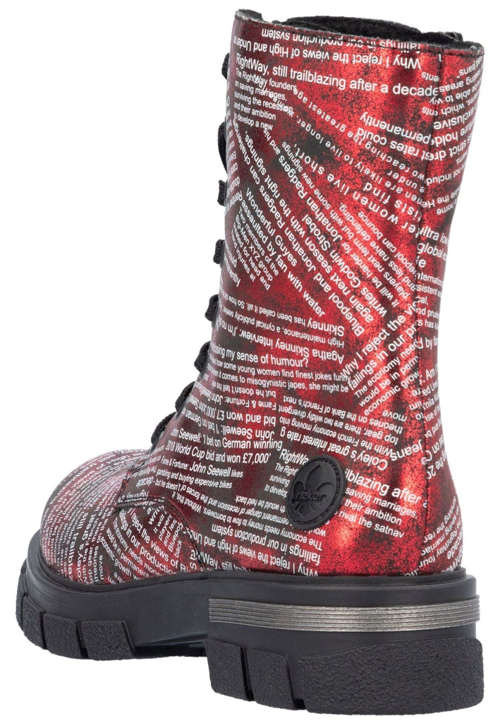 Rieker Stiefelette Lederimitat Rot/Schwarz Warmfutter